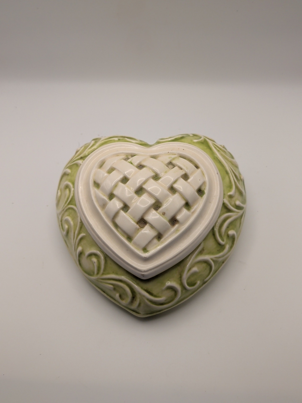 Heart Shaped Trinket Box Pink Terra-Cotta look Ceramic 6” (H)